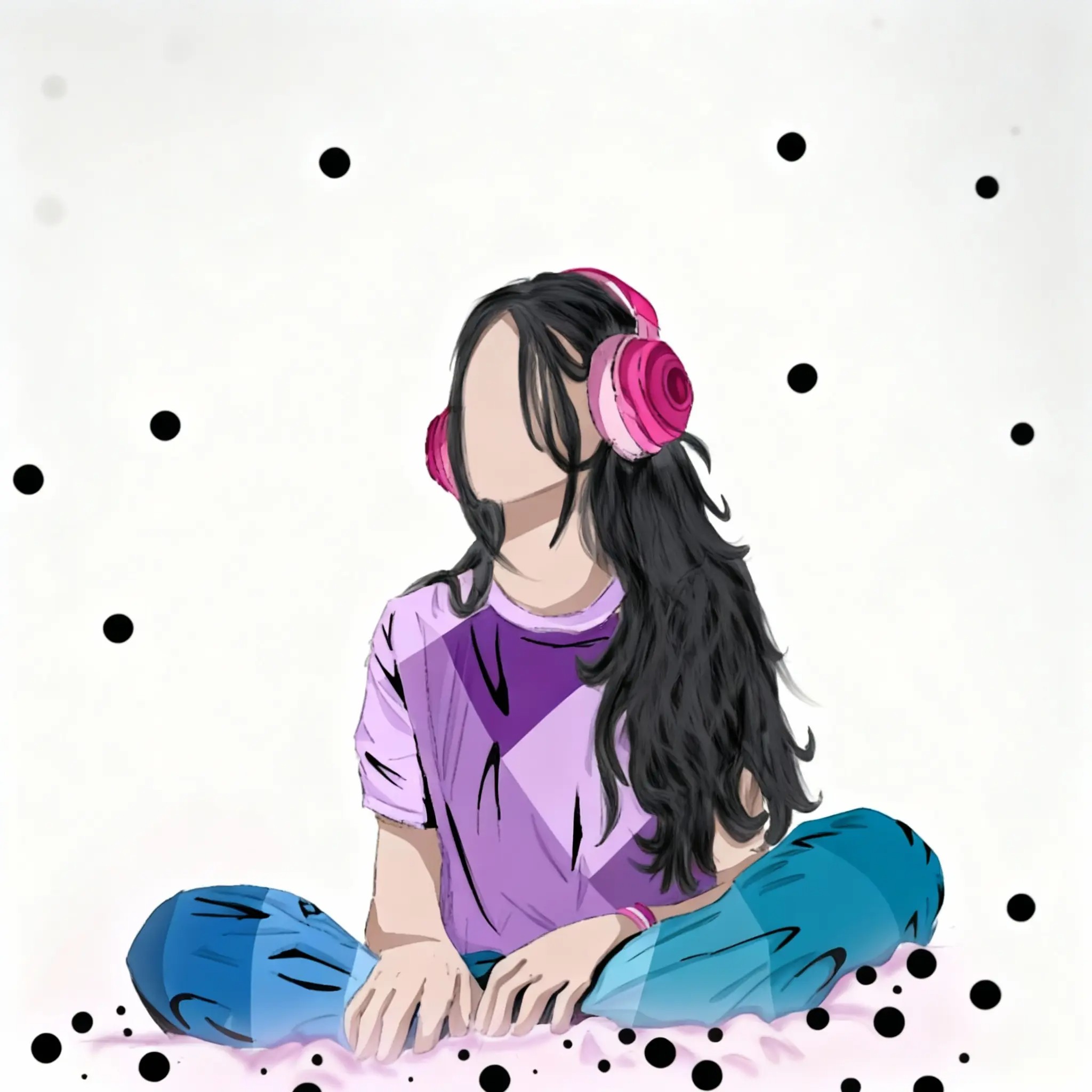 girl listens to the music moment